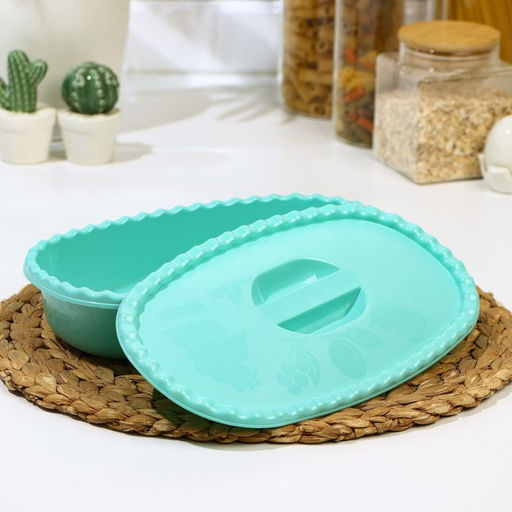 Цена за 2 шт. Миска с крышкой IDEA, 1.5 л, 16.5×28×6.5 см, пластик, голубой