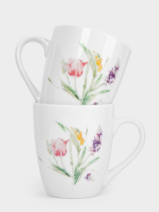 Кружка, 350 мл, 2 шт, фарфор P, белый, Акварельные цветы, Bouquet - Anna lafarg фото 10