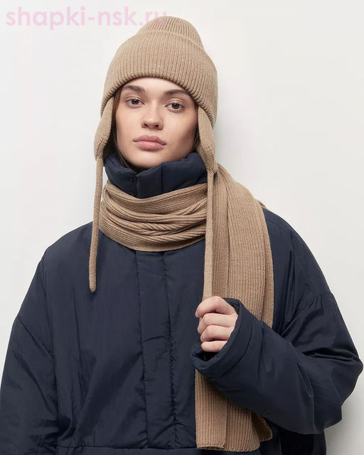 018 KWH Комплект женский (ушанка+шарф) (56-58)