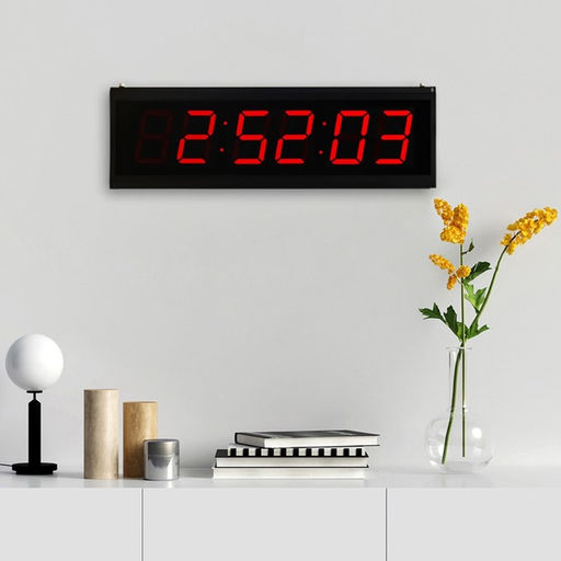 Часы настенные электронные «Соломон», 20×3×60 см, 10×5.8 см, USB, красная индикация, черные