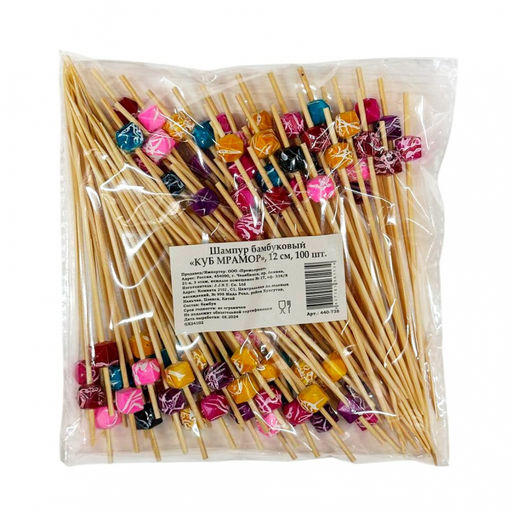 Шампур бамбук 12 см "Куб мрамор" ассорти