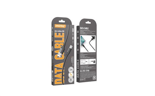 Кабель Type-C - USB, 1 м, "S14", в коробке (iK-3112-S14b) "SmartBuy", черный, 3A