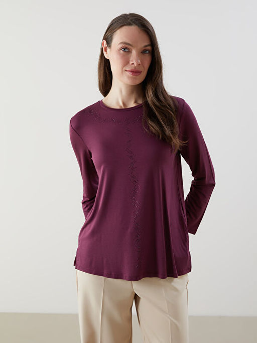 Bisiklet Yaka Ta?l? Kad?n Bluz