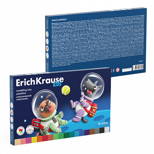 АКЦИЯ Цена за 1 шт. Пластилин классический ErichKrause Kids Space Animals 18 цветов со стеком, 324 г (в коробке 18 шт)  фото 4