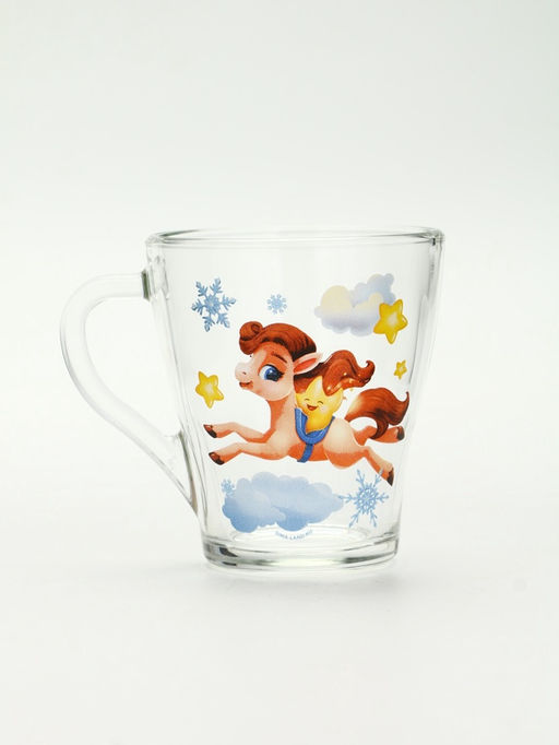 Кружки стеклянные новогодние «Весёлого праздника. Лошади», набор 2 шт. по 300 мл