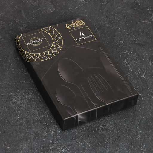 Набор столовых приборов из нержавеющей стали Magistro Джентри, 4 предмета, цвет чёрный фото 7