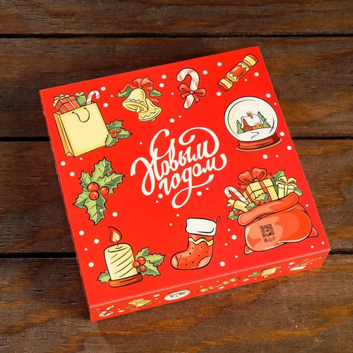 Цена за 5 шт. Коробка под 8 конфет + шоколад, с окном, Ёлочные игрушки,17.7?17.85?3.85 см - Simaland фото 3