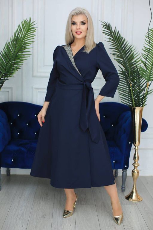 Платье женское на запах темно-синее - Almond фото 2