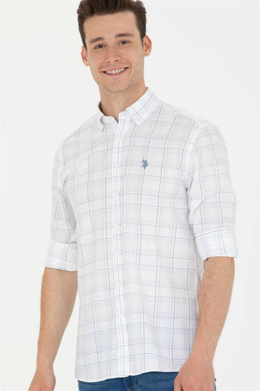 U. S. Polo Assn Мужская синяя белая рубашка в шотландскую клетку - U.s. polo assn фото 10