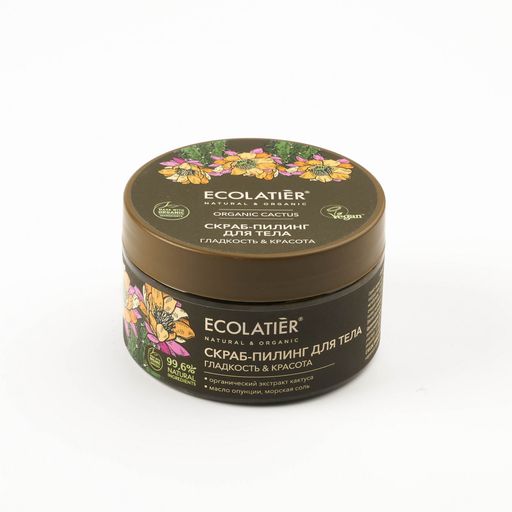 Ecolatier Organic Farm GREEN "CACTUS Flower" Скраб-пилинг д/тела Гладкость+Красота 300гр