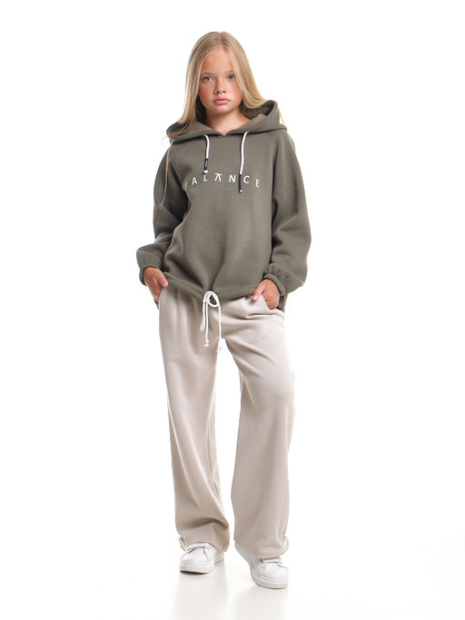 Толстовка с начесом 22-7498 хаки - Mini maxi фото 8