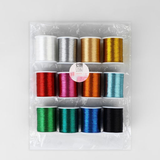 Нитки металлизированные, 91±1 м, набор 12 шт., разноцветные