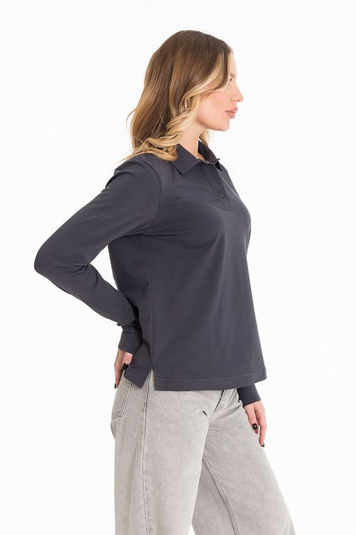 Лонгслив-поло М324272б Серый - Елена фото 6