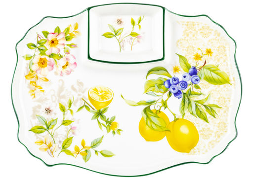 Блюдо д/шашлыка 28*21*2,3 см  Лимоны с соусницей NEW BONE CHINA - Elan gallery фото 10