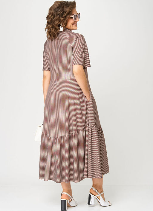 Платье EVA GRANT 7200С капучино в полоскку