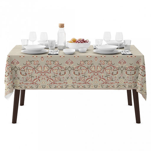 "Ришелье-2" Скатерть 180х145см, длина стола до 140см, на 6 персон, хлопок "Премиум" 186г/м2, "Домашняя мода" (Россия)