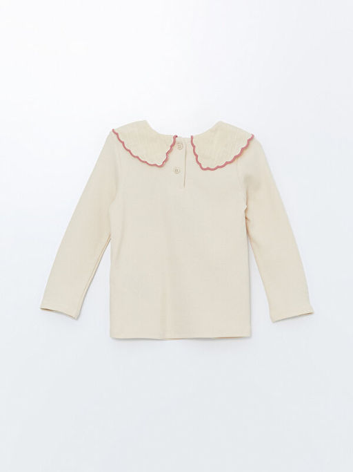 Bebe Yaka Uzun Kollu Nak??l? K?z Bebek Ti??rt - Waikiki фото 3