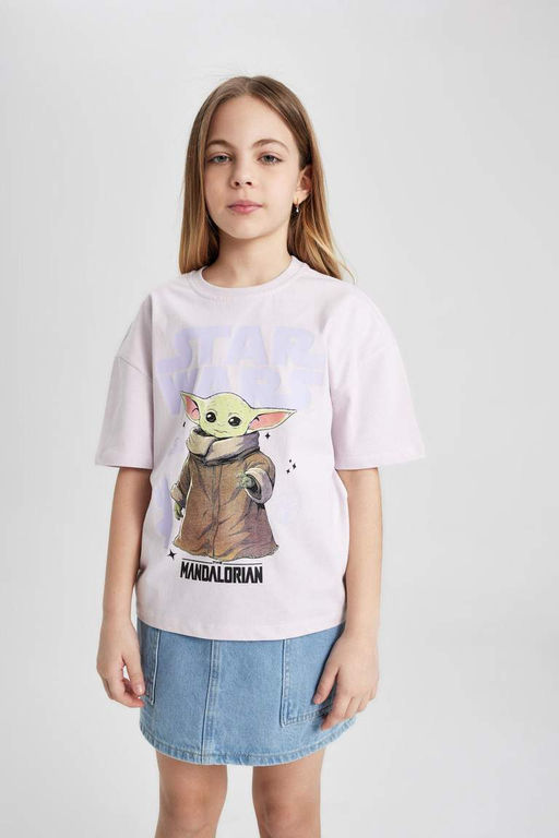 Футболка с круглым вырезом и короткими рукавами для девочек Звездные войны-Мандалорец - Defacto фото 7