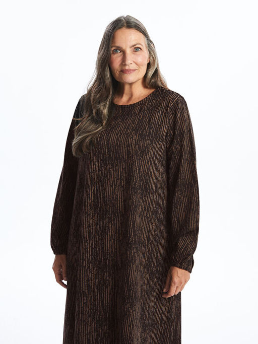 Bisiklet Yaka Desenli Elbise