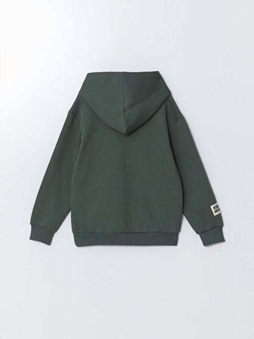 Kap??onlu Bask?l? Kal?n Erkek ?ocuk Sweatshirt - Waikiki фото 3