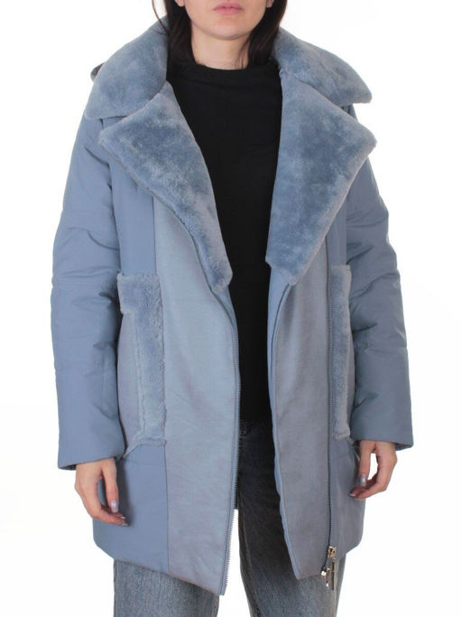 8088 GRAY/LT. BLUE Куртка зимняя женская (верблюжья шерсть, 120 гр. холлофайбер)