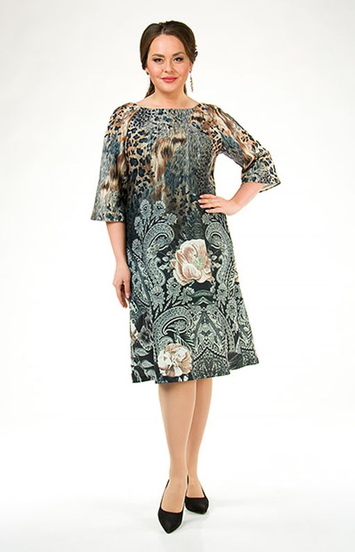 Платье с эффектным узором  леопард и цветы - Ckc collections фото 4