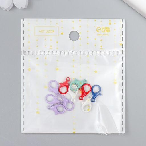 Основа для брелока карабин металл Клик МИКС набор 10шт 0,9х1,4 см - Арт узор фото 5