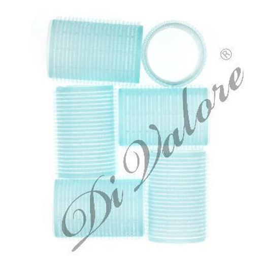 Di Valore 301-217 Бигуди "Липучка" ГОЛУБЫЕ 6шт Д4см длина 6,3см