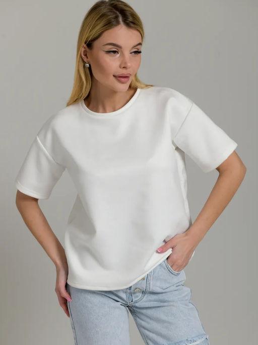 K13310 Футболка из замши БЕЛЫЙ