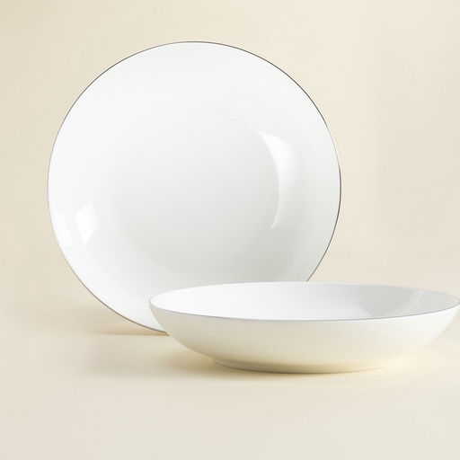 Тарелки глубокие SL Home «Каскарон», 700 мл, d=20 см, набор 2 шт., костяной фарфор, белые