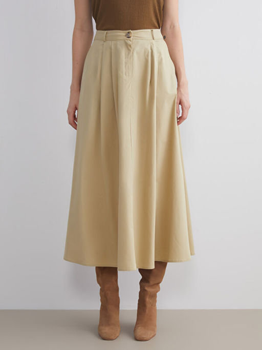 Standart Fit Poplin Pileli Etek