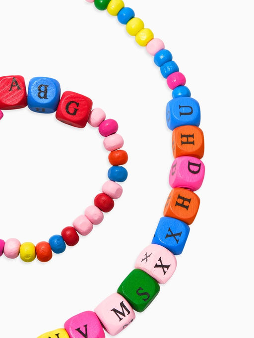 Цена за 2 шт. Набор детский «Выбражулька» 2 предмета: бусы, браслет d=6 см. алфавит, дерево, разноцветный