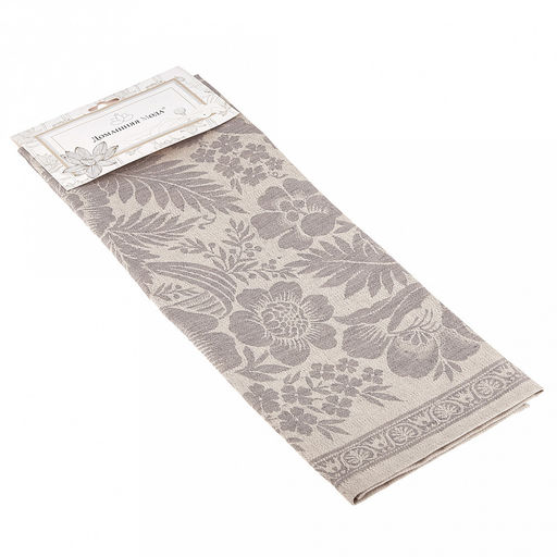 Салфетка декоративная сервировочная 61х61см "Лесные травы", жаккард/пестроткань, газоопалка: лен 51% хлопок 49%, плотность 230г/м2, упаковка: на картоне, "Домашняя мода" (Россия)