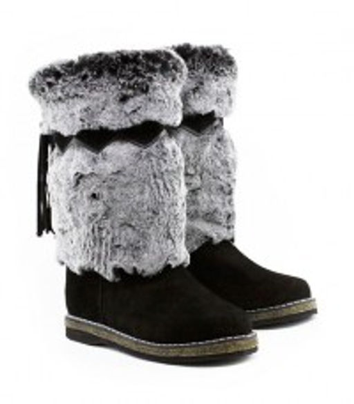 Сапоги унты , натуральная замша, натуральная овчина,Заяц, войлочная подошва