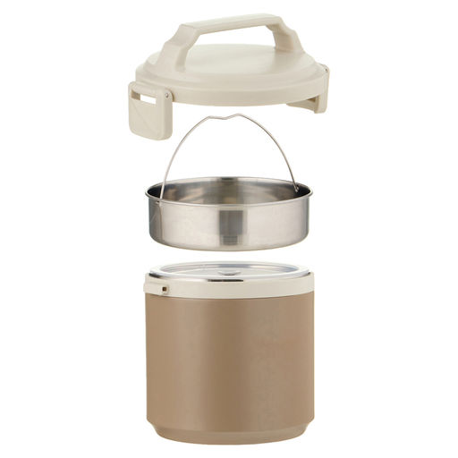 Термос для еды, 1.8 л, сохраняет тепло до 8 ч, нержавеющая сталь, коричневый, бежевый