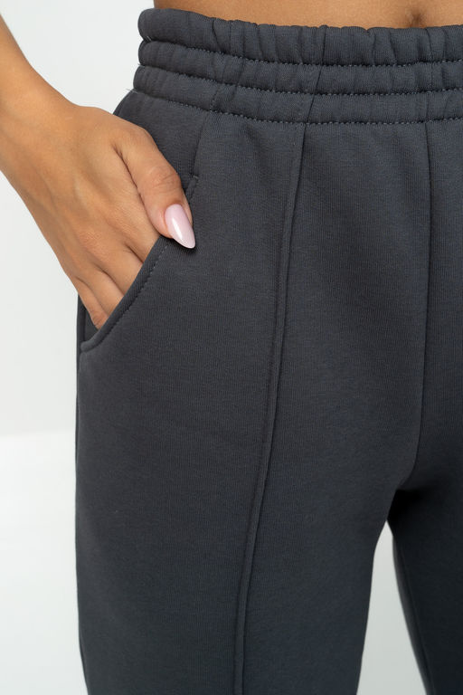 Брюки  Футер 3-х нитка начес качество пенье  332L17 графит - Solo mio фото 4