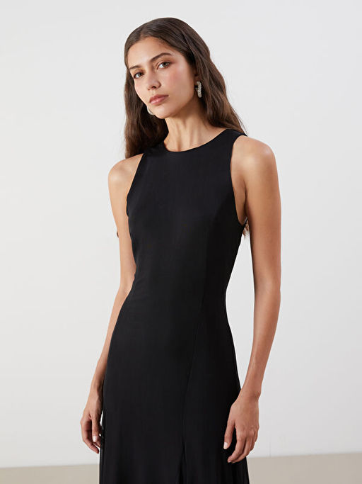 Bisiklet Yaka Pileli Elbise