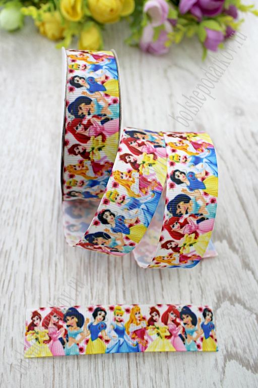 Лента репсовая 2,5 см с рисунком Парад принцесс SF-1734 - No name фото 2