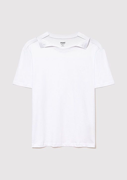 Muhur Logo Nak?sl? Beyaz Erkek Tisort - Mavi фото 2