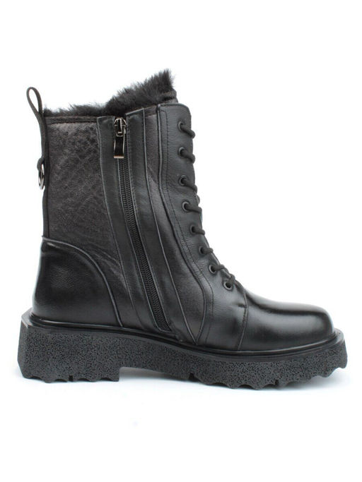 04-YPM5827A BLACK Ботинки зимние женские (натуральная кожа, натуральный мех)