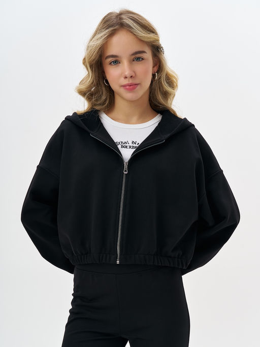 Черная укороченная толстовка для девочки - Kogankids фото 3