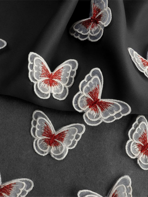 Аппликация для одежды «Бабочка», текстильная, 5×4 см, 10 шт., красная, белая