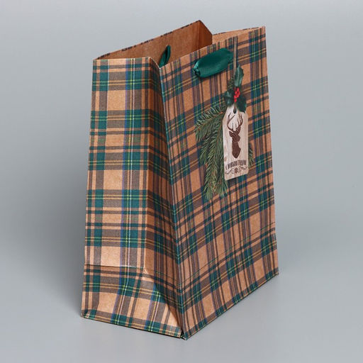 Цена за 2 шт. Пакет подарочный новогодний крафтовый «For man», MS 18×23×10 см