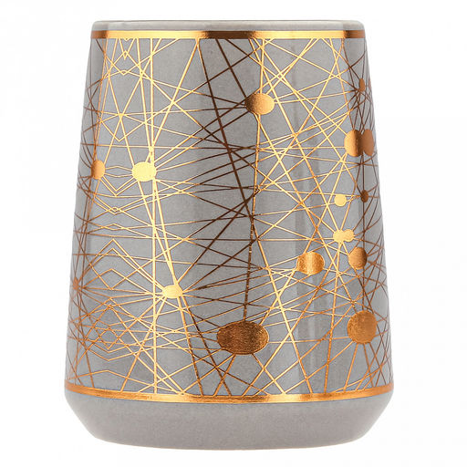 Набор для ванной "Золотые нити" 4 предмета: дозатор для мыла 360мл, д6,4см, h12,3см, основание д7,8см; мыльница 12х8х2,6см; стакан для зубных щеток с разделителем 350мл, д6,6см, h11см, основание д8см, стакан 350мл, д6,6см, h10,3см, основание д8см; фу