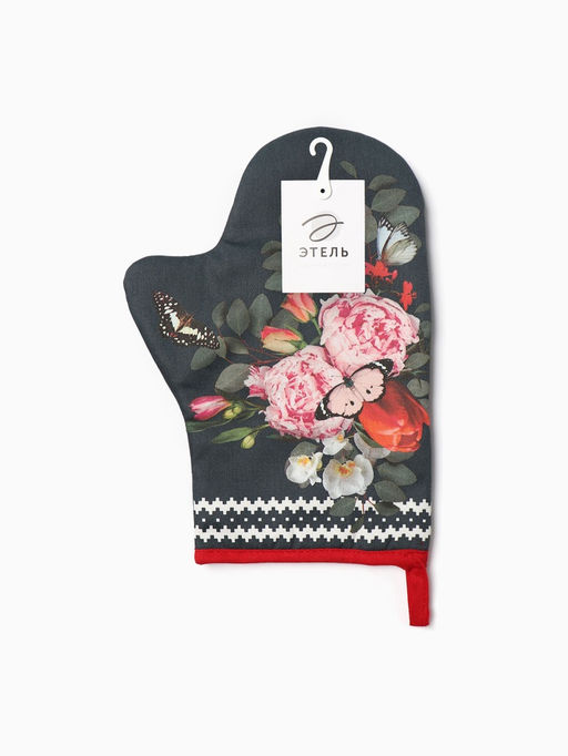 Варежка-прихватка Flowers, 20?28 см, саржа, 100% хлопок, ватин 250 г/м?