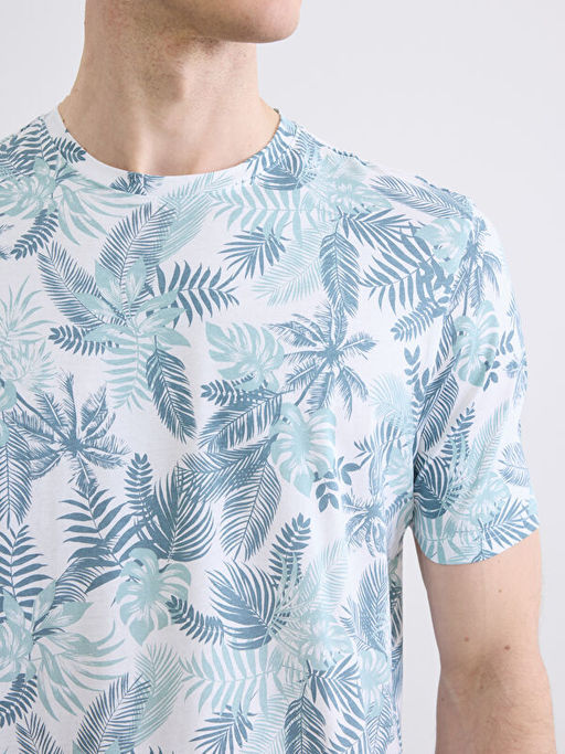 Bisiklet Yaka Desenli Penye Erkek Ti??rt