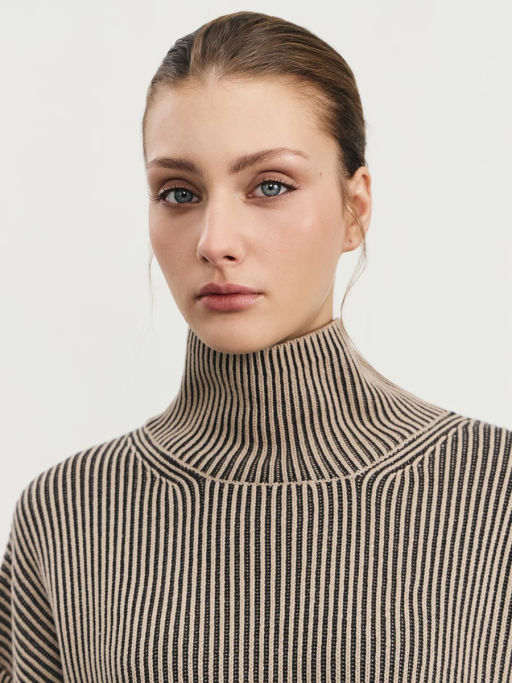 Джемпер в рубчик из хлопка / Zarina  фото 6