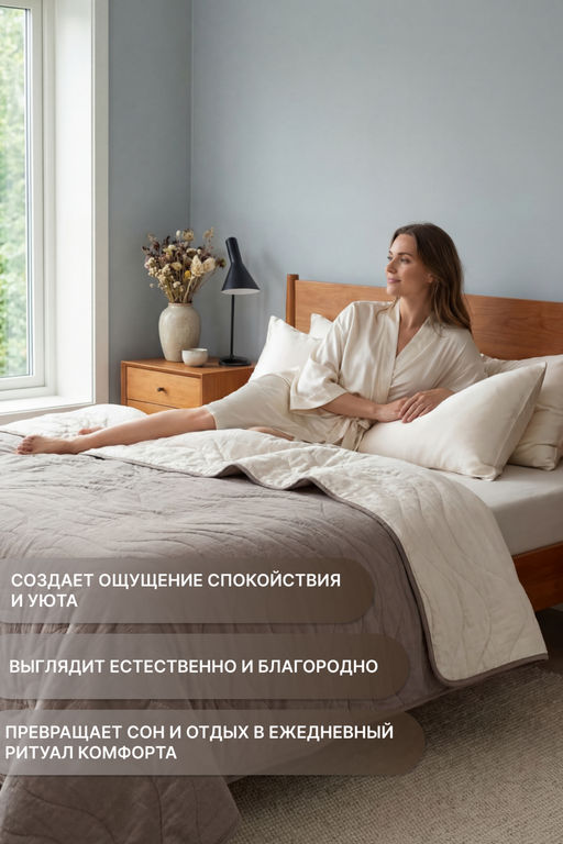 Покрывало стеганое двустороннее Сoconut коричневый/бежевый