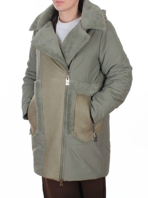 8088 GREEN Куртка зимняя женская (верблюжья шерсть, 120 гр. холлофайбер)