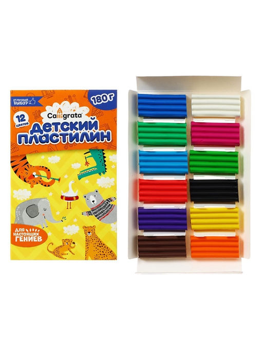 Цена за 2 шт. Пластилин Calligrata «Классический», 12 цветов, 180 г